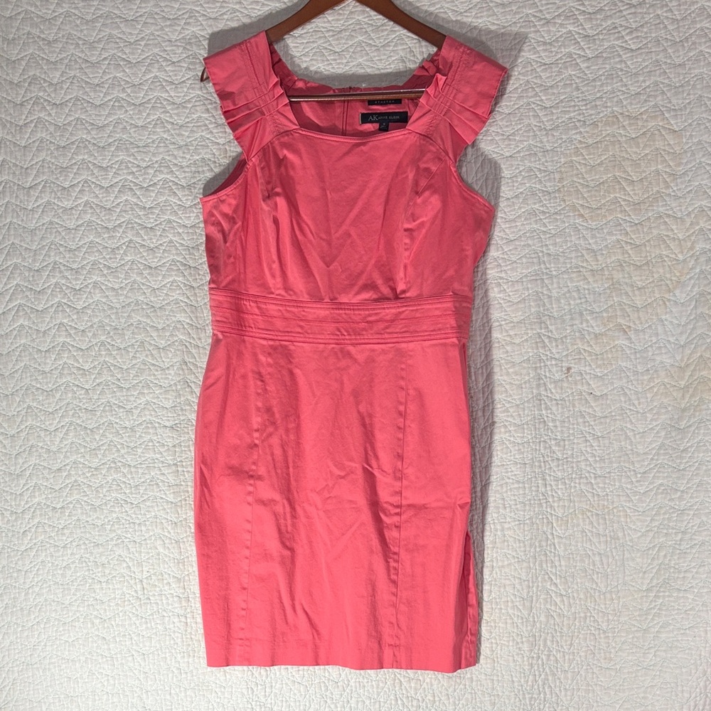 Tahari Coral-Pink Fit & Flare Midi Dress